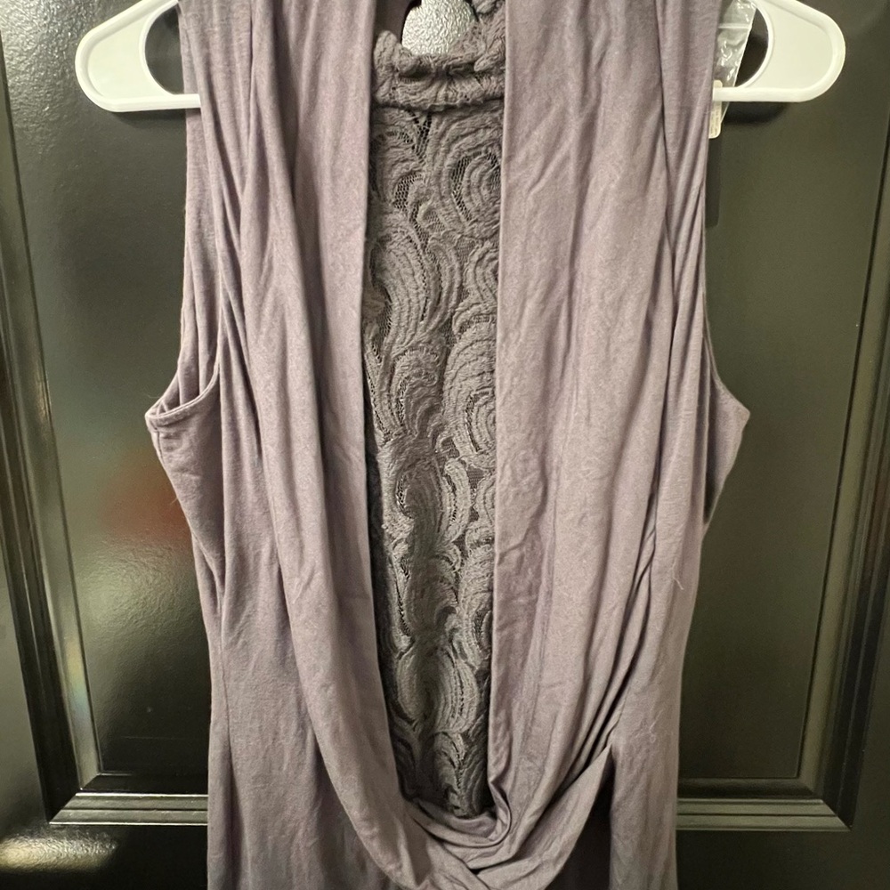 Gray Draped Cut Out Tank Top